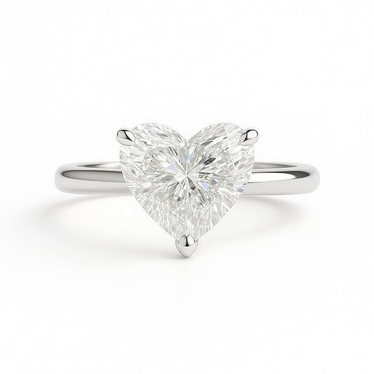 2.5 Carat Lab-Grown Heart Diamond Solitaire Engagement Ring - 18k White Gold
