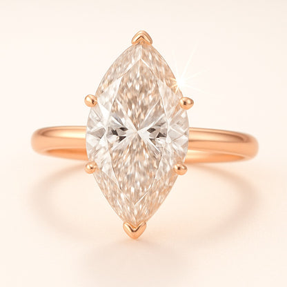 2.5 Carat Lab-Grown Marquise Solitaire Engagement Ring - 18k Yellow Gold
