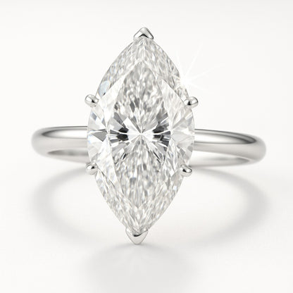 2.5 Carat Lab-Grown Marquise Solitaire Engagement Ring - 18k Yellow Gold