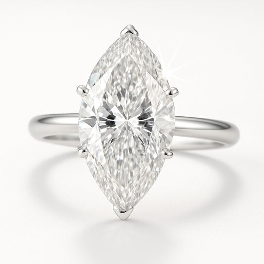 2.5 Carat Lab-Grown Marquise Solitaire Engagement Ring - 18k Yellow Gold