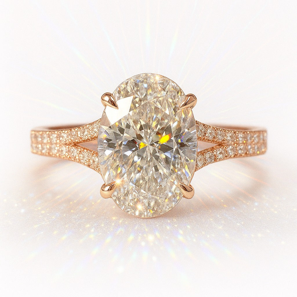 2.5 Carat Lab-Grown Oval Diamond Band Engagement Ring