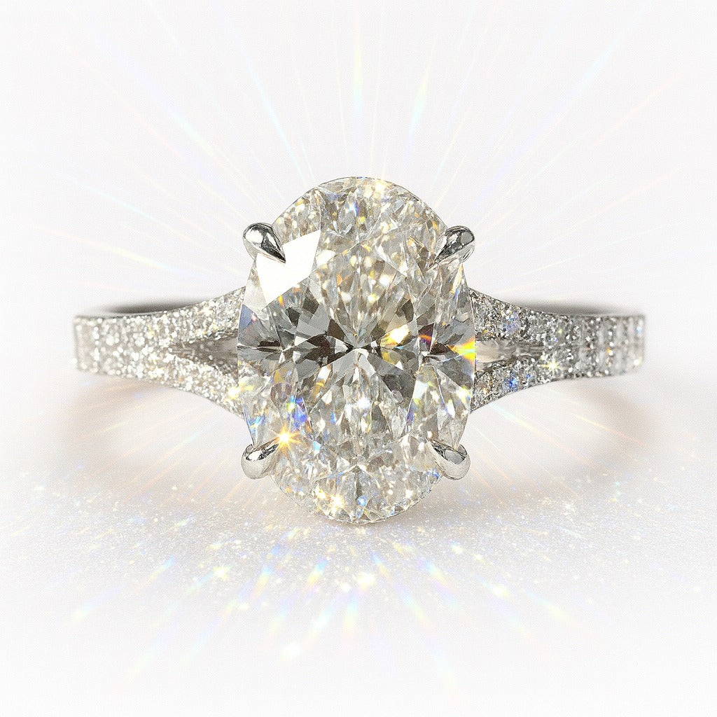 2.5 Carat Lab-Grown Oval Diamond Band Engagement Ring