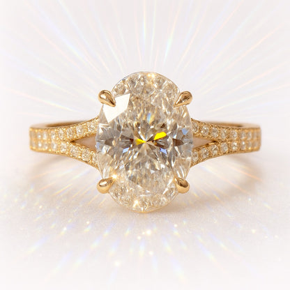 2.5 Carat Lab-Grown Oval Diamond Band Engagement Ring