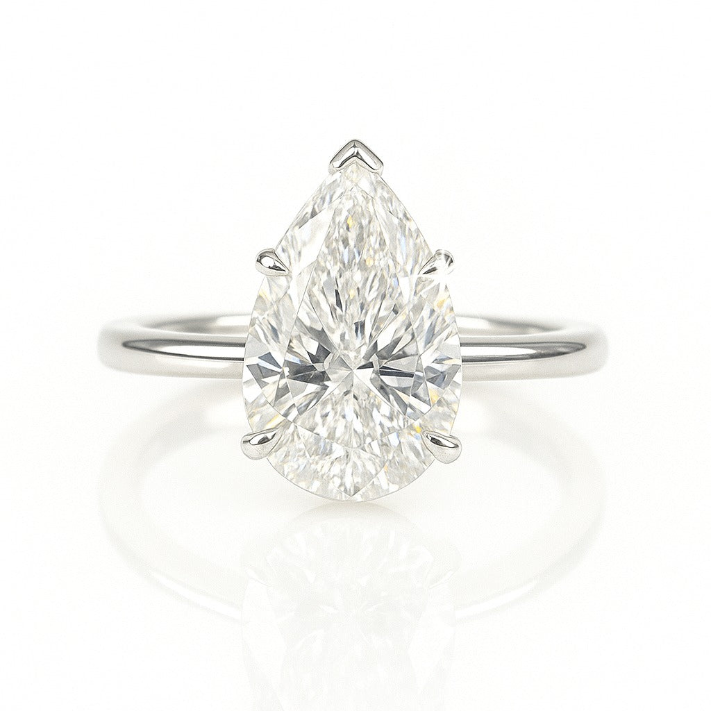 2.5 Carat Lab-Grown Pear Solitaire Engagement Ring 18k White Gold