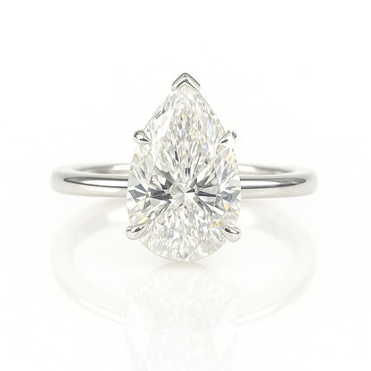 2.5 Carat Lab-Grown Pear Solitaire Engagement Ring 18k White Gold