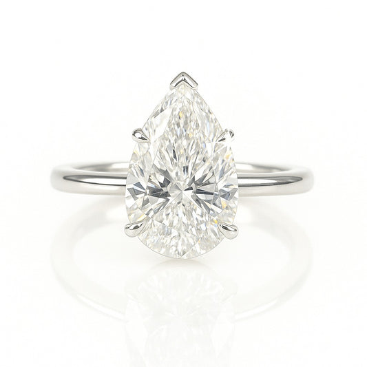 2.5 Carat Lab-Grown Pear Solitaire Engagement Ring 18k White Gold
