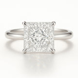 2.5 Carat Lab-Grown Princess Cut Solitaire Engagement Ring - 18K White Gold