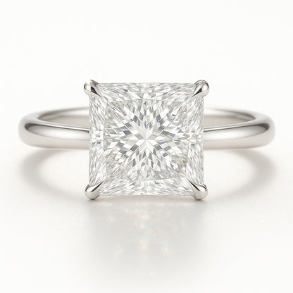 2.5 Carat Lab-Grown Princess Cut Solitaire Engagement Ring - 18K White Gold