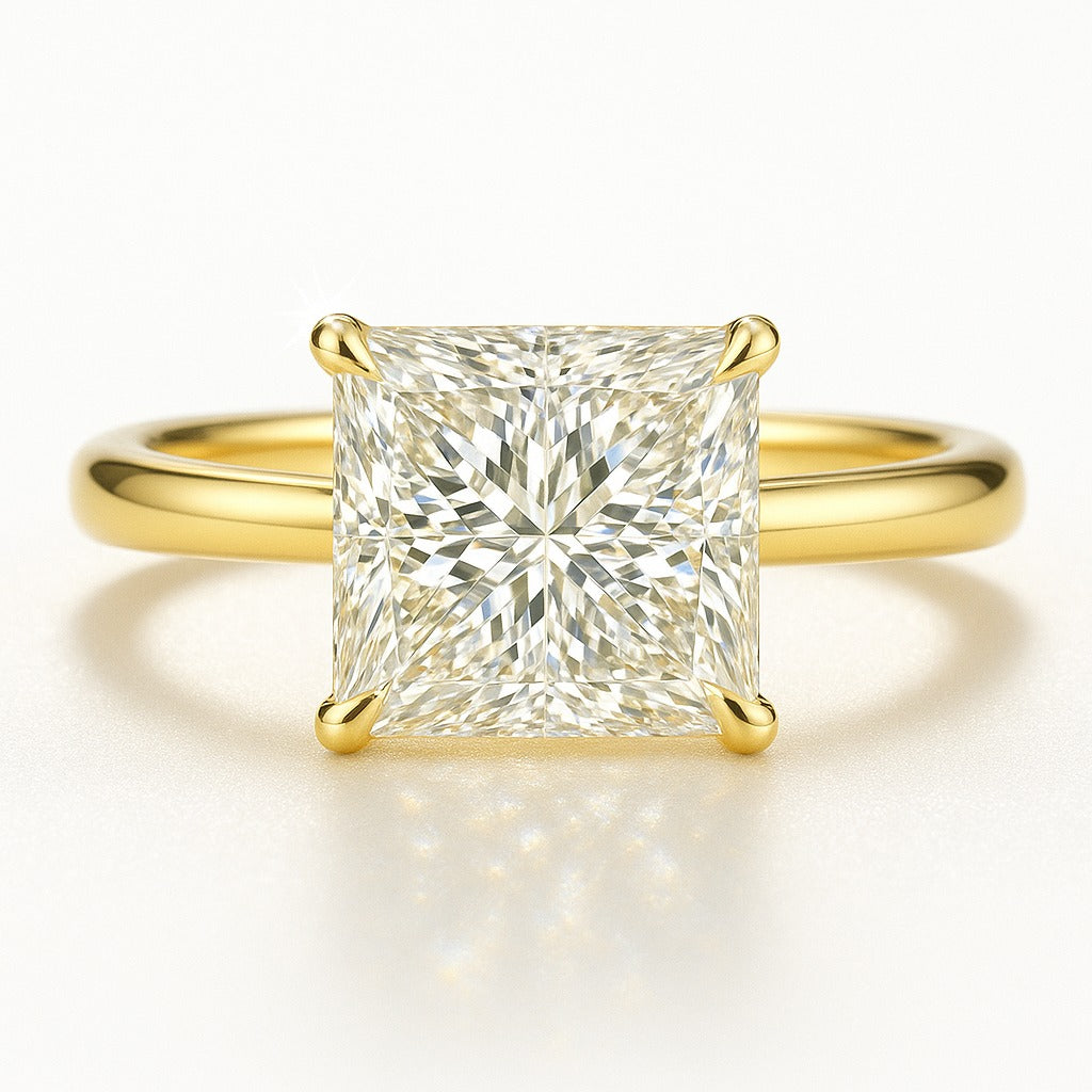 2.5 Carat Lab-Grown Princess Cut Solitaire Engagement Ring - 18K White Gold