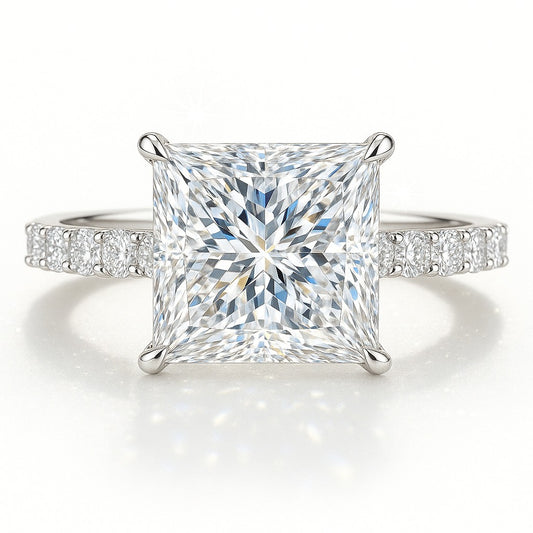 2.5 Carat Lab-Grown Princess Diamond Band Engagement Ring 18K White Gold