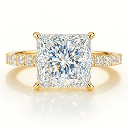 2.5 Carat Lab-Grown Princess Diamond Band Engagement Ring 18K White Gold