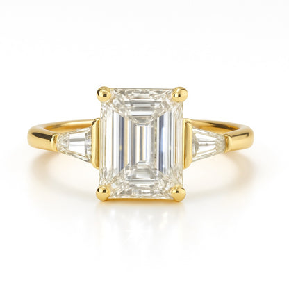 2.5 Carat Lab-Grown Trilogy Engagement Ring 18k White Gold – Emerald Cut Diamond