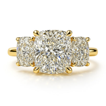 2.5 Carat Lab-Grown Trilogy Engagement Ring – Cushion-Cut Diamond 18k White Gold