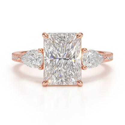 2.5 Carat Lab-Grown Trilogy Engagement Ring – Radiant Cut Diamond