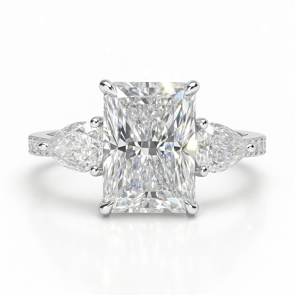 2.5 Carat Lab-Grown Trilogy Engagement Ring – Radiant Cut Diamond