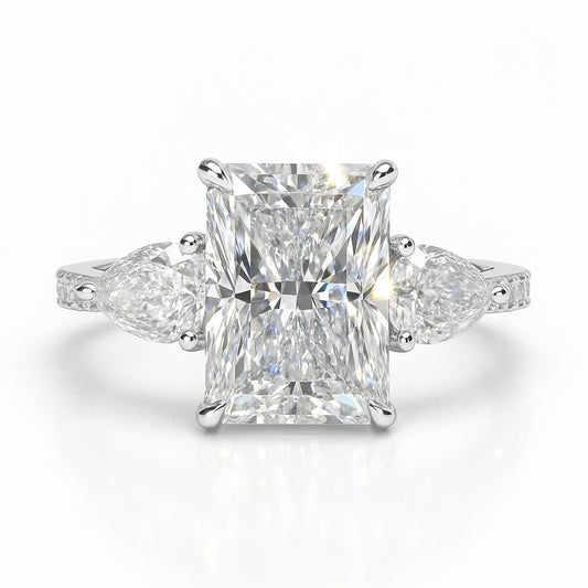 2.5 Carat Lab-Grown Trilogy Engagement Ring – Radiant Cut Diamond
