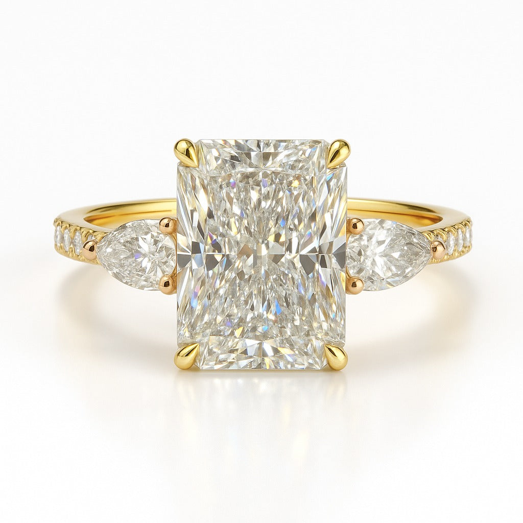2.5 Carat Lab-Grown Trilogy Engagement Ring – Radiant Cut Diamond