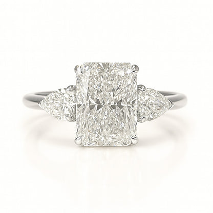 2.5 Carat Lab-Grown Trilogy Engagement Ring Radiant Cut Diamond – 18k White Gold