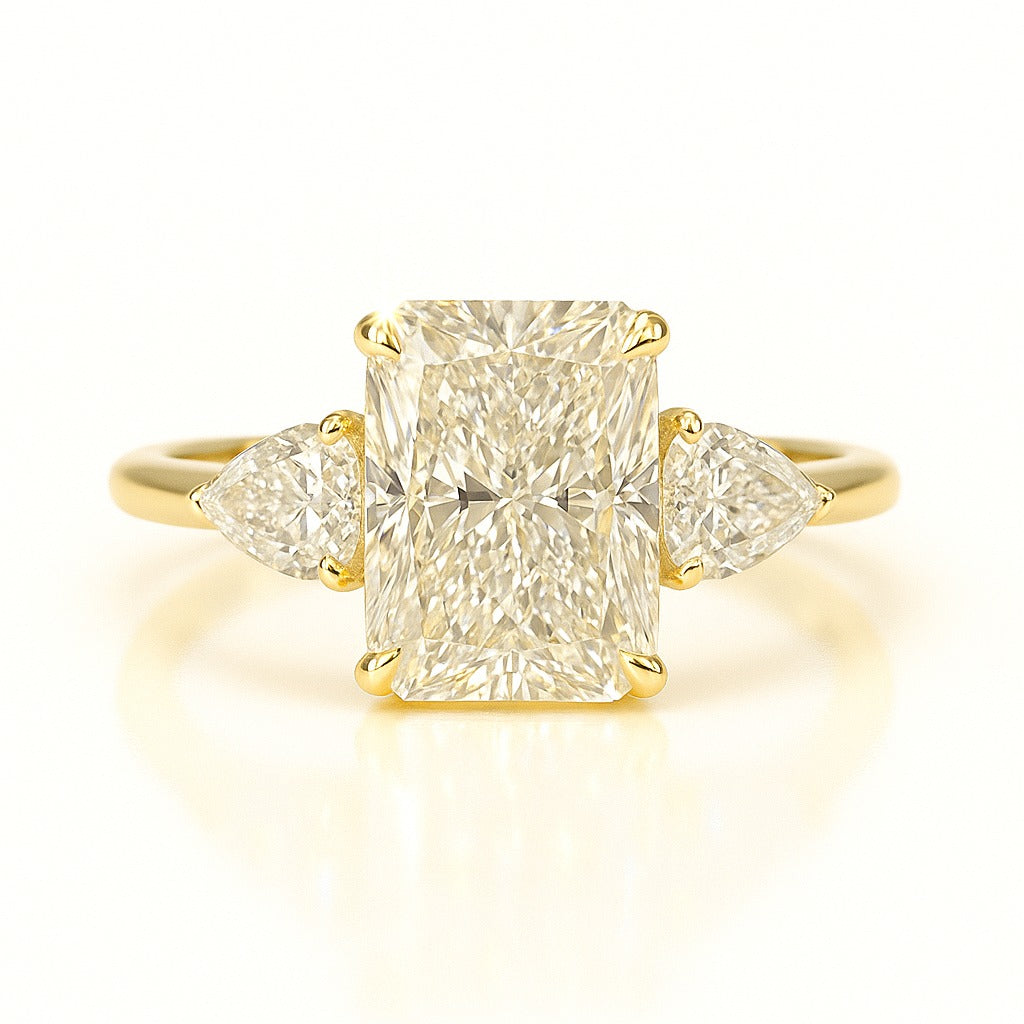 2.5 Carat Lab-Grown Trilogy Engagement Ring Radiant Cut Diamond – 18k White Gold