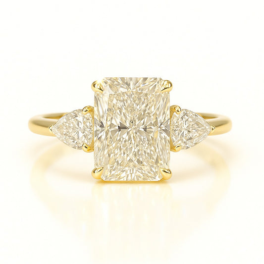 2.5 Carat Lab-Grown Trilogy Engagement Ring Radiant Cut Diamond – 18k White Gold