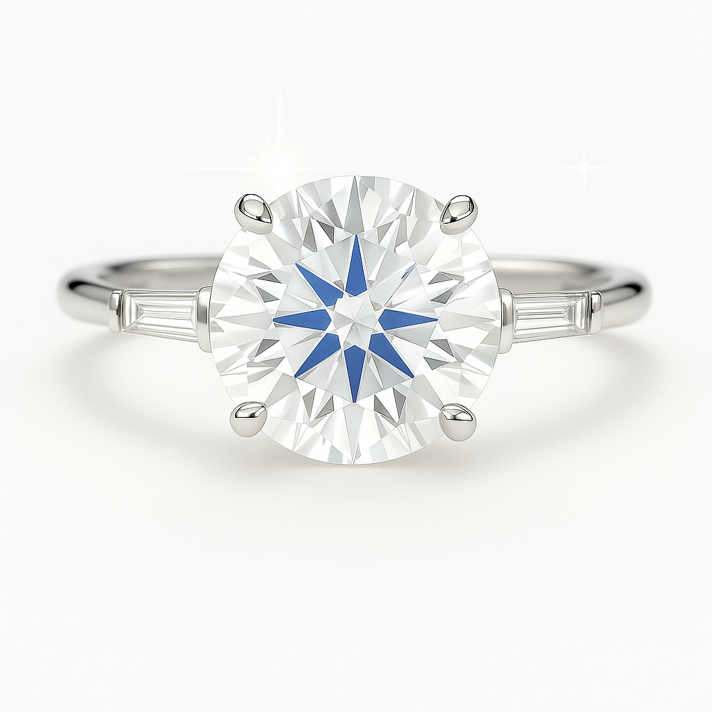 2.5 Carat Lab-Grown Trilogy Engagement Ring – Round Brilliant Diamond