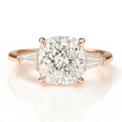 2.5 Carat Lab-Grown Trilogy Engagement Ring with Cushion-Cut Diamond 18K White Gold