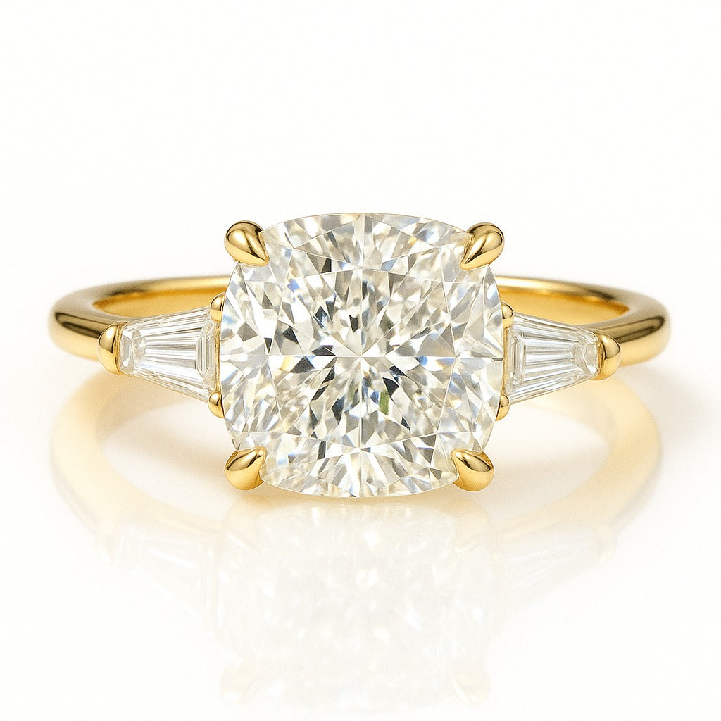 2.5 Carat Lab-Grown Trilogy Engagement Ring with Cushion-Cut Diamond 18K White Gold