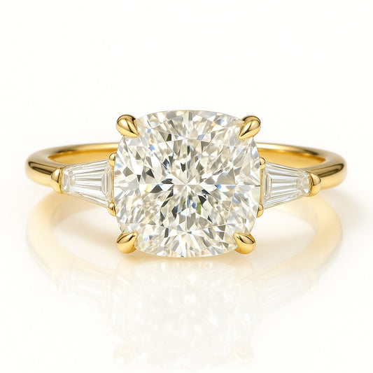 2.5 Carat Lab-Grown Trilogy Engagement Ring with Cushion-Cut Diamond 18K White Gold