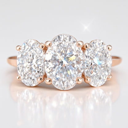 2.5 Carat Lab-Grown Trilogy Engagement Ring with Oval Diamond