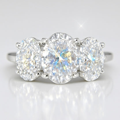 2.5 Carat Lab-Grown Trilogy Engagement Ring with Oval Diamond