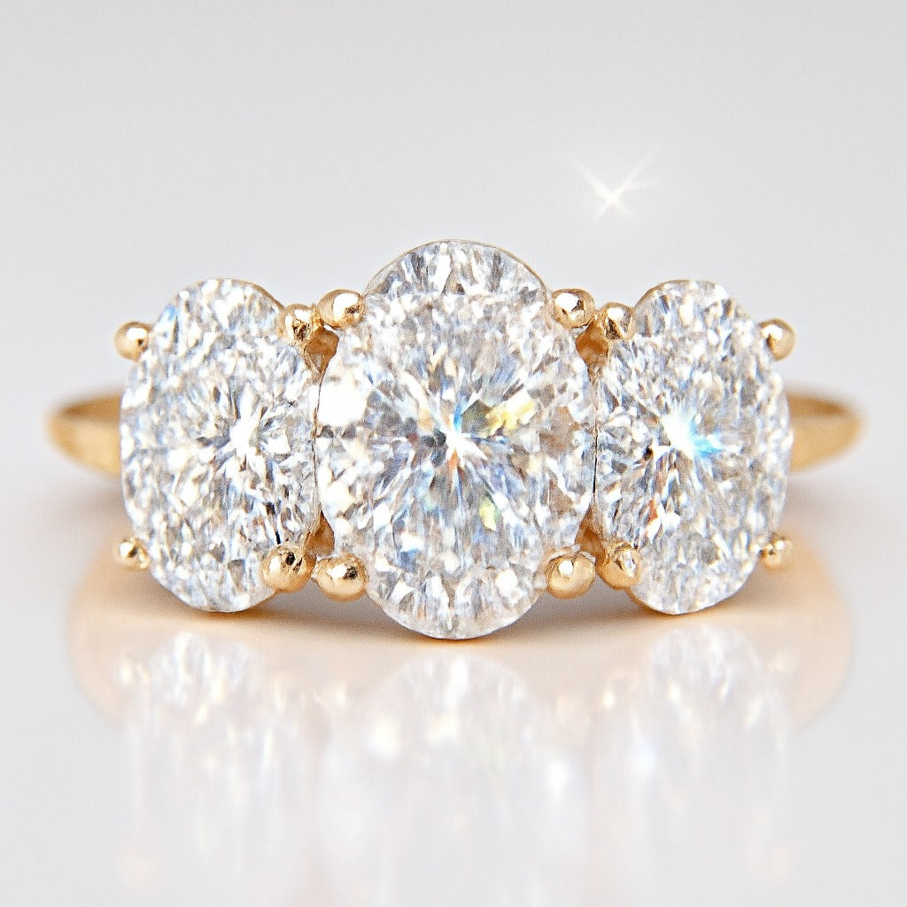 2.5 Carat Lab-Grown Trilogy Engagement Ring with Oval Diamond