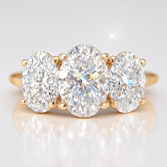 2.5 Carat Lab-Grown Trilogy Engagement Ring with Oval Diamond