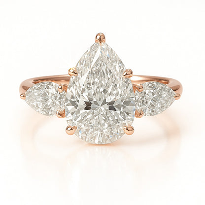 2.5 Carat Pear Lab-Grown Trilogy Engagement Ring 18k White Gold