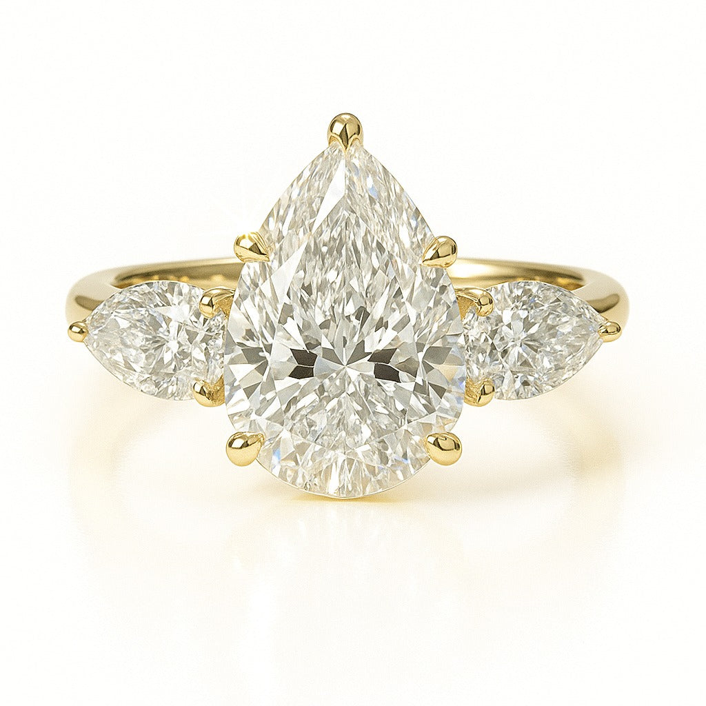 2.5 Carat Pear Lab-Grown Trilogy Engagement Ring 18k White Gold