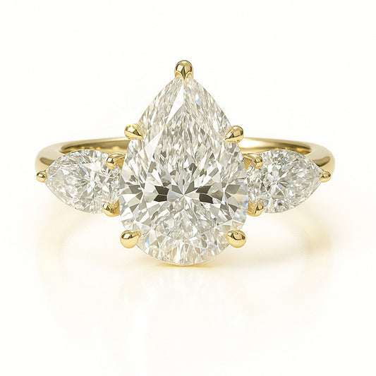 2.5 Carat Pear Lab-Grown Trilogy Engagement Ring 18k White Gold