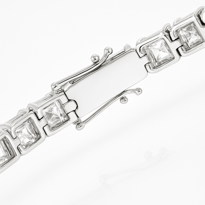 27ct Lab-Grown Asscher Diamond Tennis Bracelet in 18k White Gold