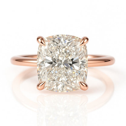 2 Carat Cushion Cut Lab-Grown Diamond Solitaire Engagement Ring 18k Yellow Gold