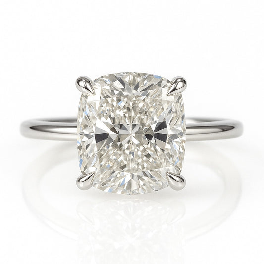 2 Carat Cushion Cut Lab-Grown Diamond Solitaire Engagement Ring 18k Yellow Gold