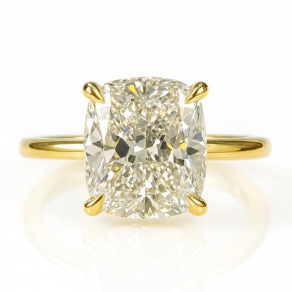 2 Carat Cushion Cut Lab-Grown Diamond Solitaire Engagement Ring 18k Yellow Gold