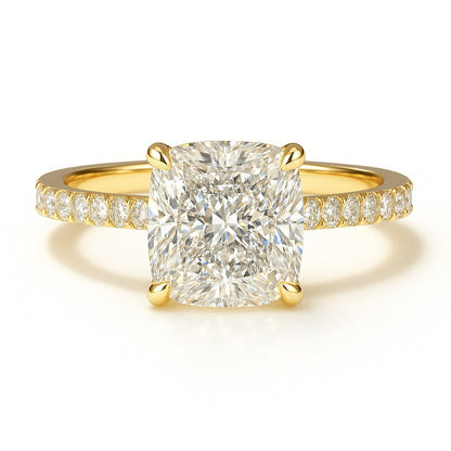 2 Carat Lab-Grown Cushion Diamond Band Engagement Ring - 18k White Gold