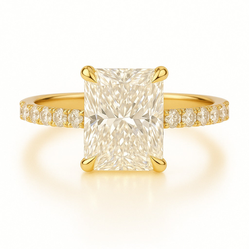 2 Carat Lab-Grown Diamond Band Engagement Ring - Radiant Cut