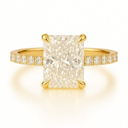 2 Carat Lab-Grown Diamond Band Engagement Ring - Radiant Cut