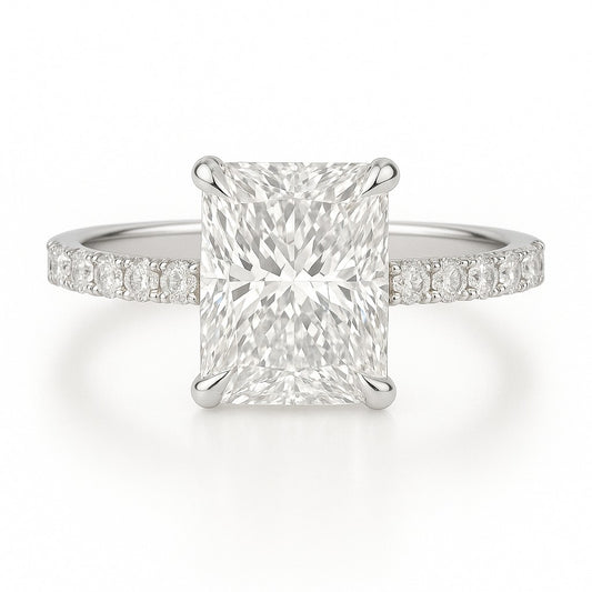 2 Carat Lab-Grown Diamond Band Engagement Ring - Radiant Cut