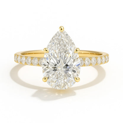 2 Carat Lab-Grown Diamond Band Engagement Ring Pear Cut – 18k White Gold