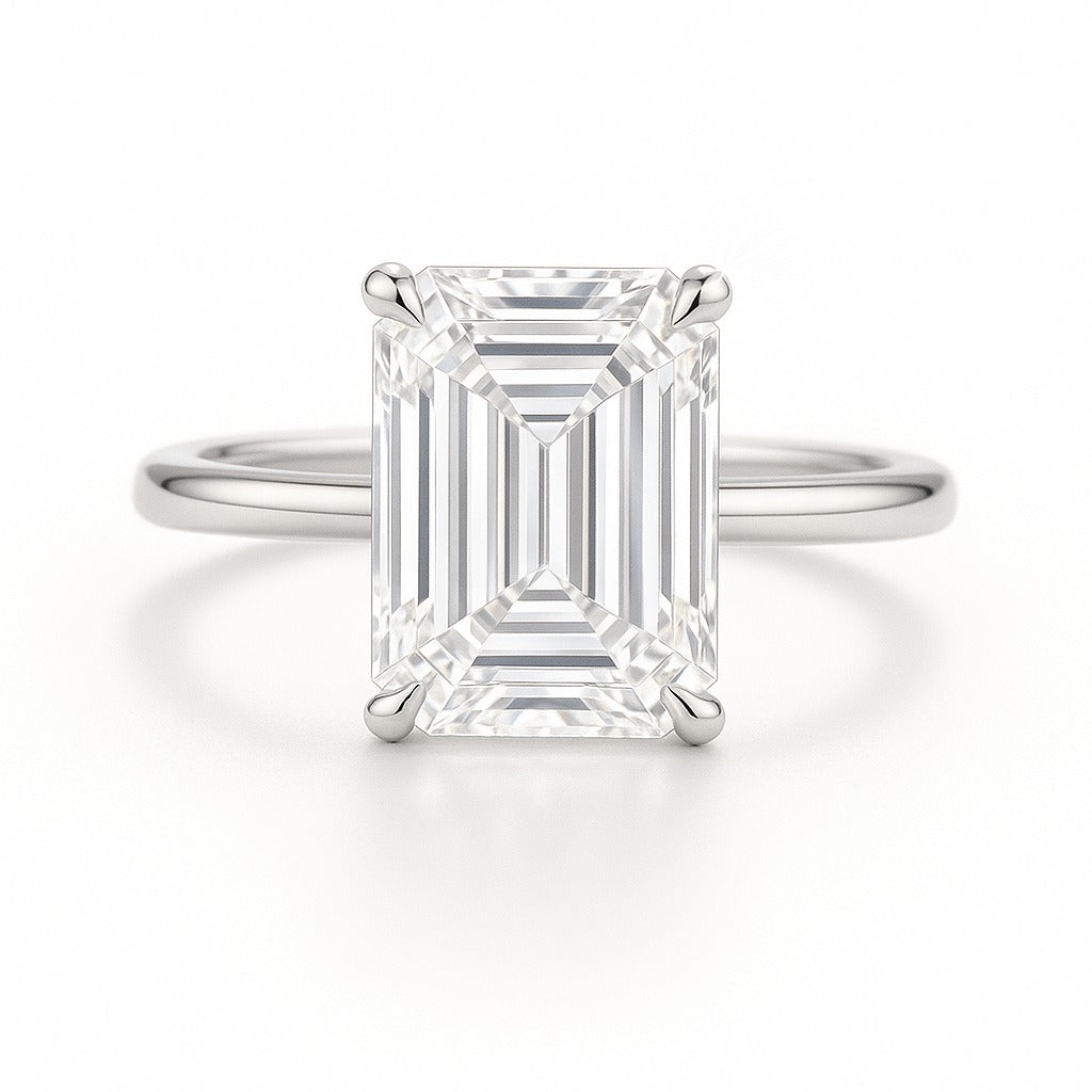 2 Carat Lab-Grown Emerald Cut Diamond Solitaire Engagement Ring in 18k White Gold