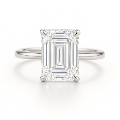 2 Carat Lab-Grown Emerald Cut Diamond Solitaire Engagement Ring in 18k White Gold