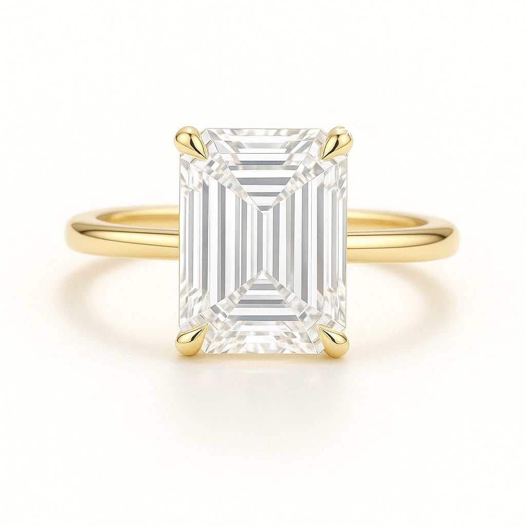2 Carat Lab-Grown Emerald Cut Diamond Solitaire Engagement Ring in 18k White Gold