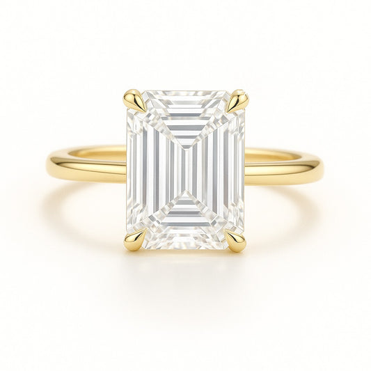 2 Carat Lab-Grown Emerald Cut Diamond Solitaire Engagement Ring in 18k White Gold