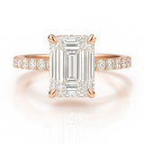 2 Carat Lab-Grown Emerald Diamond Engagement Ring with Diamond Band – 18k White Gold