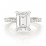 2 Carat Lab-Grown Emerald Diamond Engagement Ring with Diamond Band – 18k White Gold